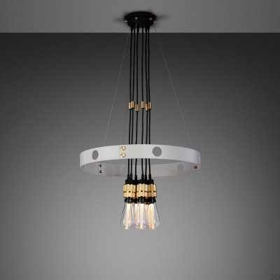 Lustre Hero 3m gris acier avec suspensions réglables et laiton