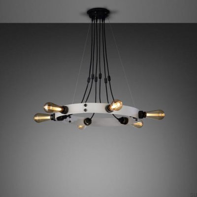 Lustre Hero 3m gris acier avec suspensions réglables et laiton