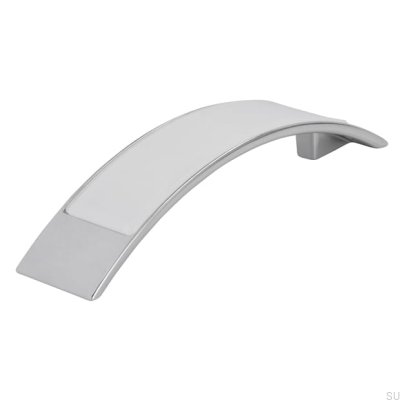 Poignée de meuble allongée 2184 96 Chrome poli avec blanc