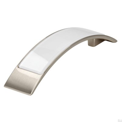 Poignée de meuble allongée 2184 96 Silver Brushed with White