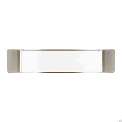 Poignée de meuble allongée 2184 96 Silver Brushed with White