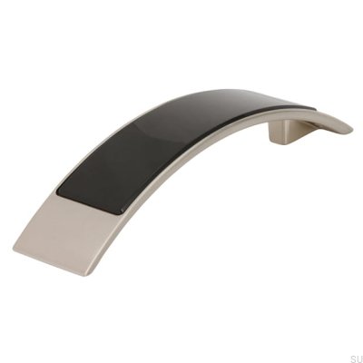 Poignée de meuble allongée 2184 96 Silver Brushed with Black