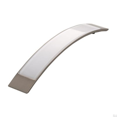 Poignée de meuble allongée 2184 160 Silver Brushed with White