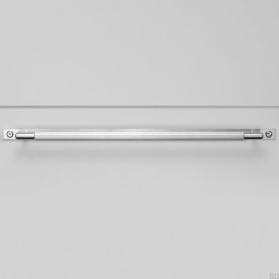 Poignée de meuble allongée avec coussinet, plaque linéaire, acier 325 argenté