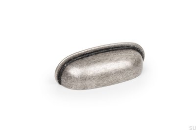 Poignée de meuble encastrée Aura 64 Argent antique