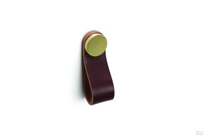 Poignée de meuble Flexa 70 Cuir Marron avec Or