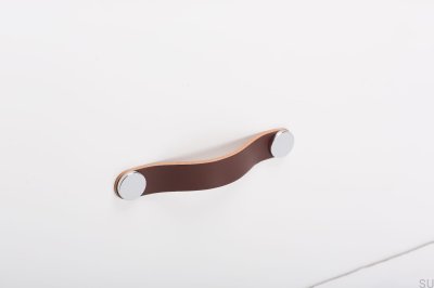 Poignée de meuble Flexa 128 Cuir Marron avec Argent