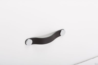 Poignée de meuble Flexa 128 Cuir Noir avec Argent