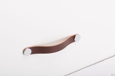 Poignée de meuble Flexa 160 Cuir Marron avec Argent
