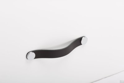 Poignée de meuble Flexa 160 Cuir Noir avec Argent