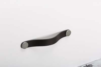 Poignée de meuble Flexa 160 Cuir Noir avec Étain