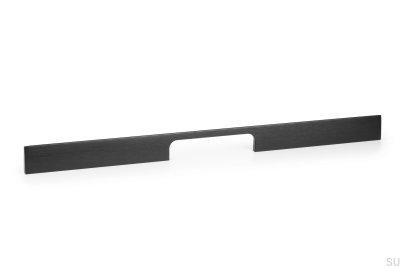 Poignée de meuble allongée Peak 448, aluminium noir brossé