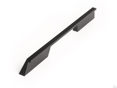 Poignée de meuble longitudinale Rail 192 Aluminium Noir Brossé
