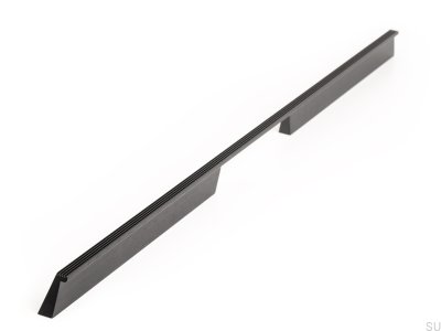 Poignée de meuble allongée Rail 576 Aluminium Noir Brossé