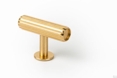 Bouton de meuble T-Bar Rille en or brossé