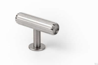 Bouton de meuble en aluminium argenté T-Bar Rille