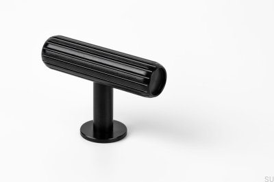 Bouton de meuble brossé noir T-Bar Rille