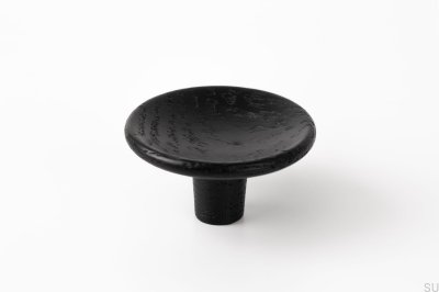 Bouton de meuble Disc 38 en bois laqué noir