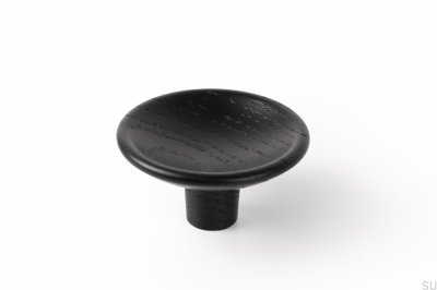 Bouton de meuble Disc 50 en bois laqué noir