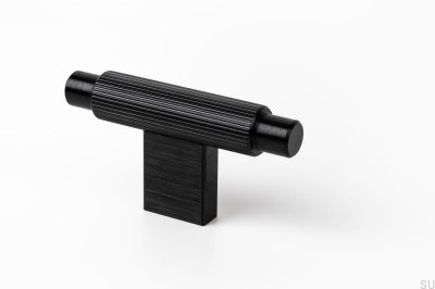Bouton de meuble T-Bar Arpa Aluminium Noir Brossé