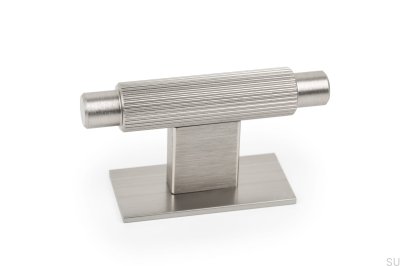 Bouton de meuble avec barre en T Arpa plaque aluminium argent brossé