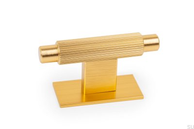 Bouton de meuble avec plaque en T Arpa, Aluminium, Doré, Brossé