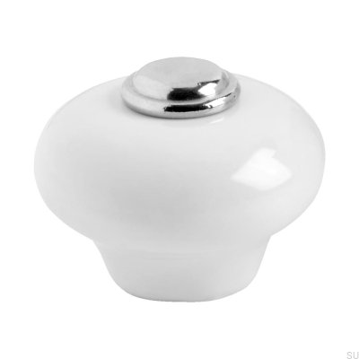 Bouton de meuble 409 Porcelaine chromée polie