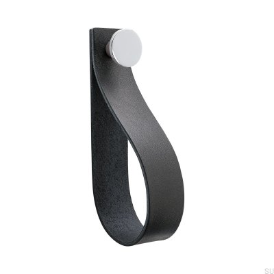 Support mural Loop Strap cuir noir avec chrome
