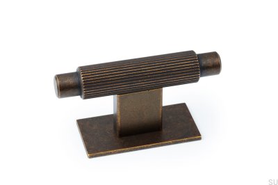 Bouton de meuble avec rondelle T-Bar Arpa Plate Aluminium Rustic Gold