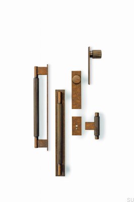 Bouton de meuble avec rondelle T-Bar Arpa Plate Aluminium Rustic Gold