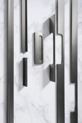 Peak 1760 Poignée de meuble allongée en aluminium gris métallisé