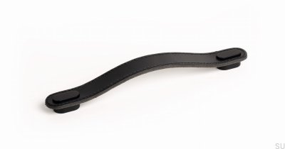 Poignée de meuble allongée Oblong 160 Cuir Noir avec Noir