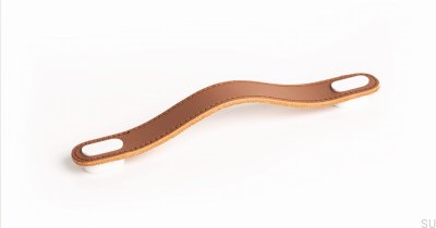 Poignée de meuble allongée Oblongue Cuir Beige avec Blanc