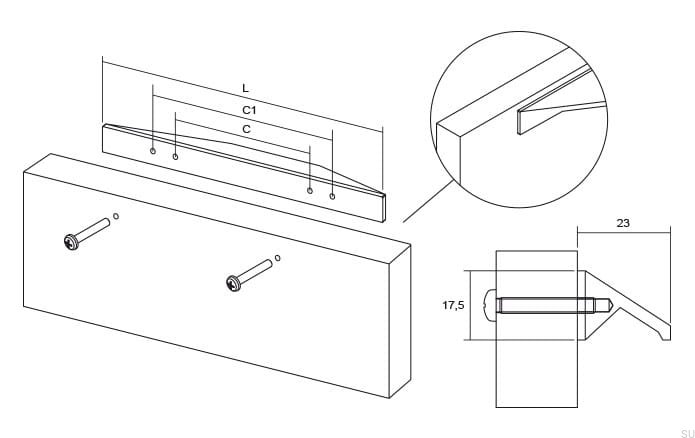0322600L01--Uchwyt-meblowy-podłużny-Cutt-320-480-Aluminiowy-Chrom-Polerowany-Viefe-Skandynawskie-Uchwyty-rysunek-techniczny