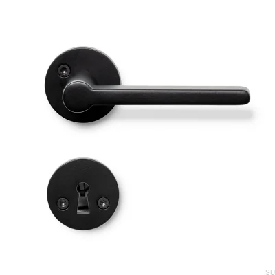 Poignée de porte Monza en métal noir mat, standard scandinave