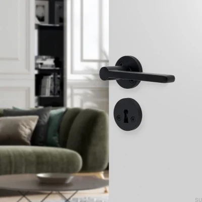 Poignée de porte Monza en métal noir mat, standard scandinave