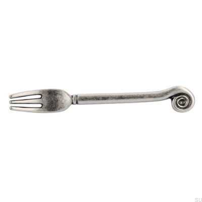 Poignée de meuble allongée 1051 96 Fork Antique Silver