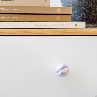 Bouton de meuble Ren Blanc Aubergine 35 Bois Hêtre