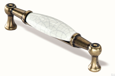 Poignée de meuble oblongue 1699 96 PC Or Antique avec Porcelaine