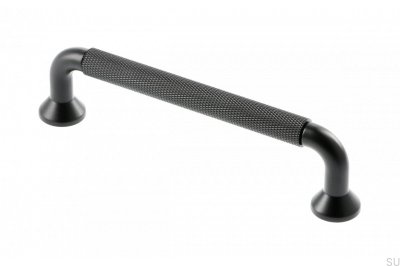 Poignée de meuble allongée Structure 128 Aluminium Noir Mat