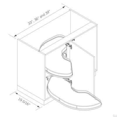 Cornerstone Maxx carrousel d'angle 800 mm Gauche Blanc/Chrome