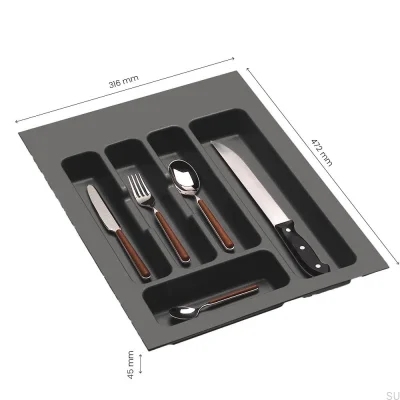 Rangement pour tiroir à couverts Classic 400 mm Gris foncé
