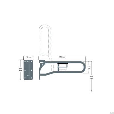 Main courante de toilette arquée pliante 40134 Acier