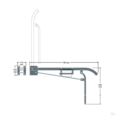Barre WC inclinable avec support 40130 Acier
