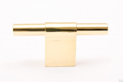 Poignée de meuble T-Bar Line 12 Doré Laiton Poli Non Peint