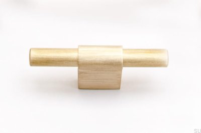 Poignée de meuble T-Bar Line 12 Laiton Doré Brossé Non Peint