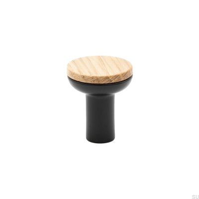 Bouton de meuble Bis Noir avec Bois de Chêne