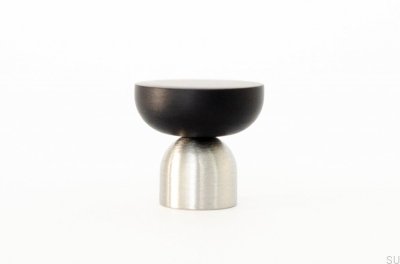 Bouton de meuble Kokeshi Mix 3032, acier brossé et aluminium noir
