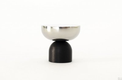 Kokeshi Mix 3032 Bouton de meuble en aluminium noir avec acier poli