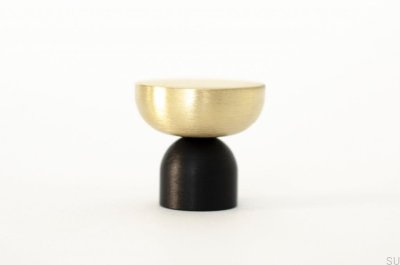 Kokeshi Mix 3032 Bouton de meuble en aluminium noir et laiton brossé